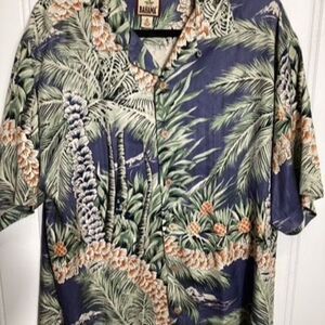 Tommy Bahama 100% Silk Hawaiian Button Down Shirt Sz M